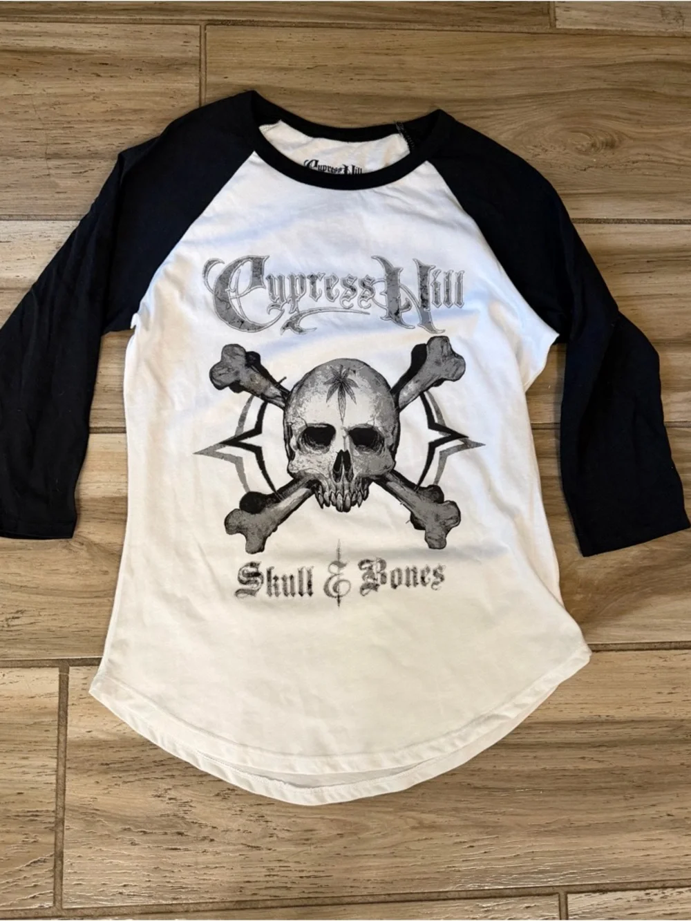 Cypress Hill kids Skull & Bones Raglan Tee - Black & White - Picture 1 of 2